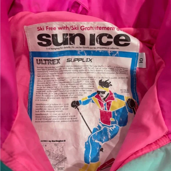 Retro vintage Sunice ski jacket 1/2 zip Windbreaker Sz 10 - Picture 4 of 8